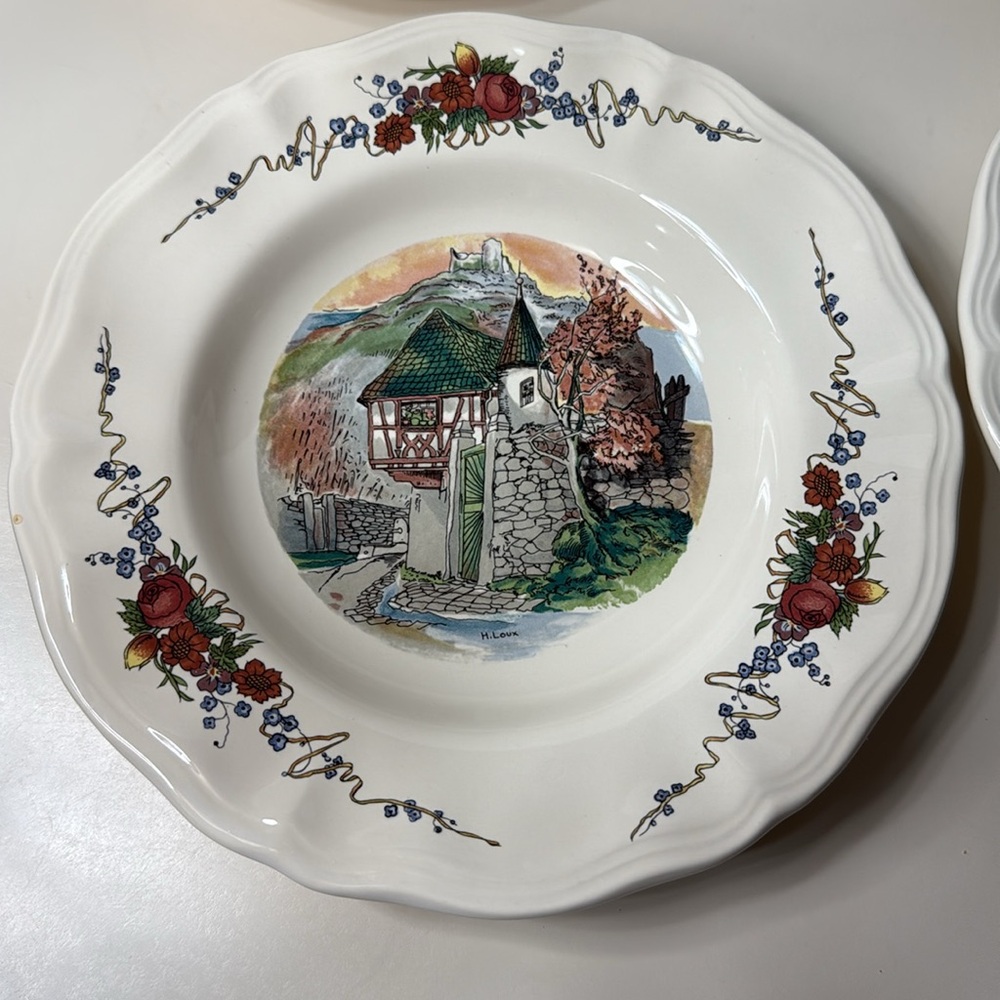 Sarreguemines Obernai Soup Salad 9”Bowls Set of 4 Vintage H Loux Made in France - Picture 4 of 10